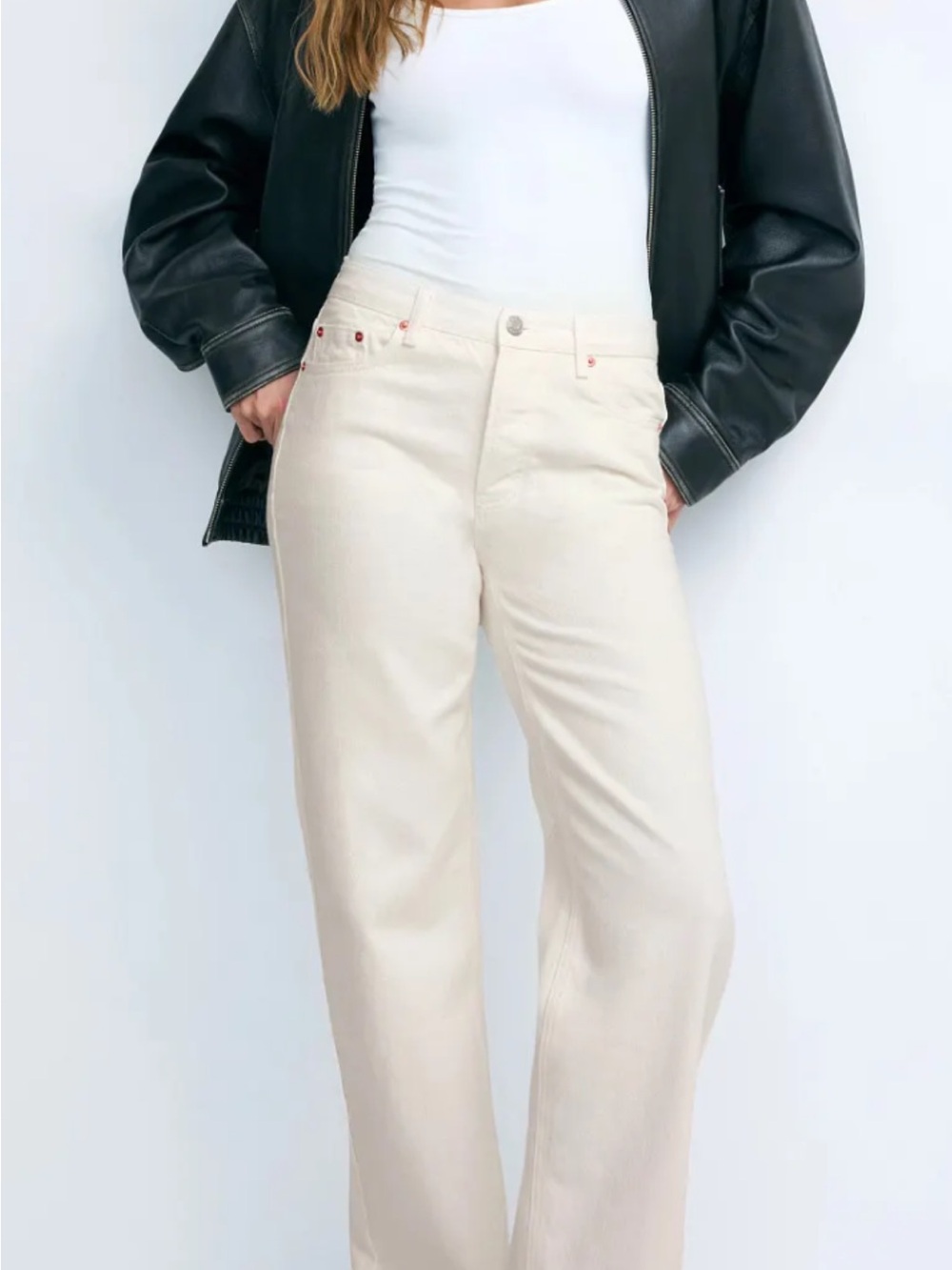 Parke Classic Straight Jeans in Cream